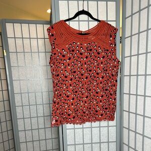 Anthropologie Meadow Rue Red Patterned Sleeveless Top